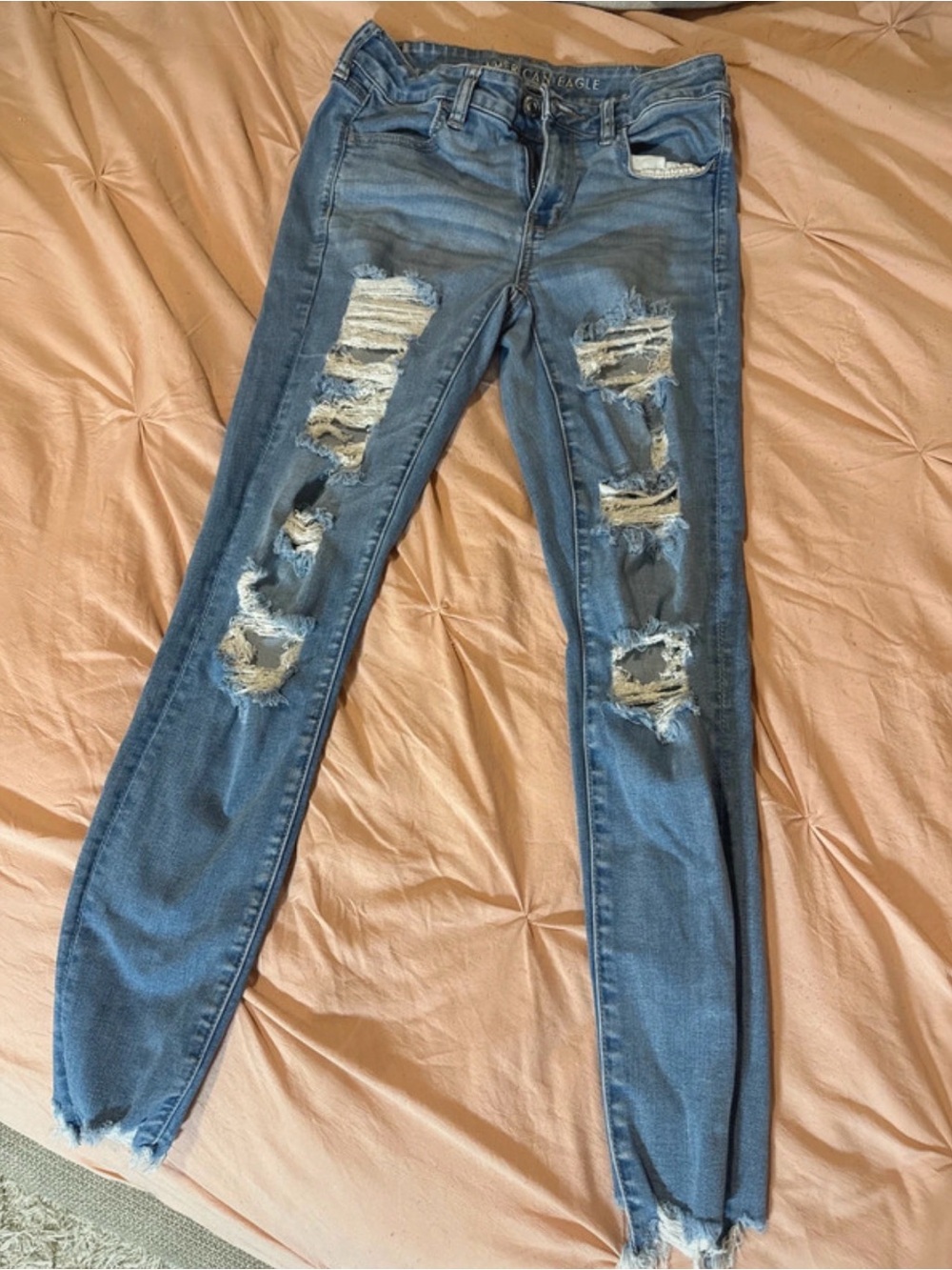 American Eagle Outfitters Women's Distressed Blue Skinny Jeans